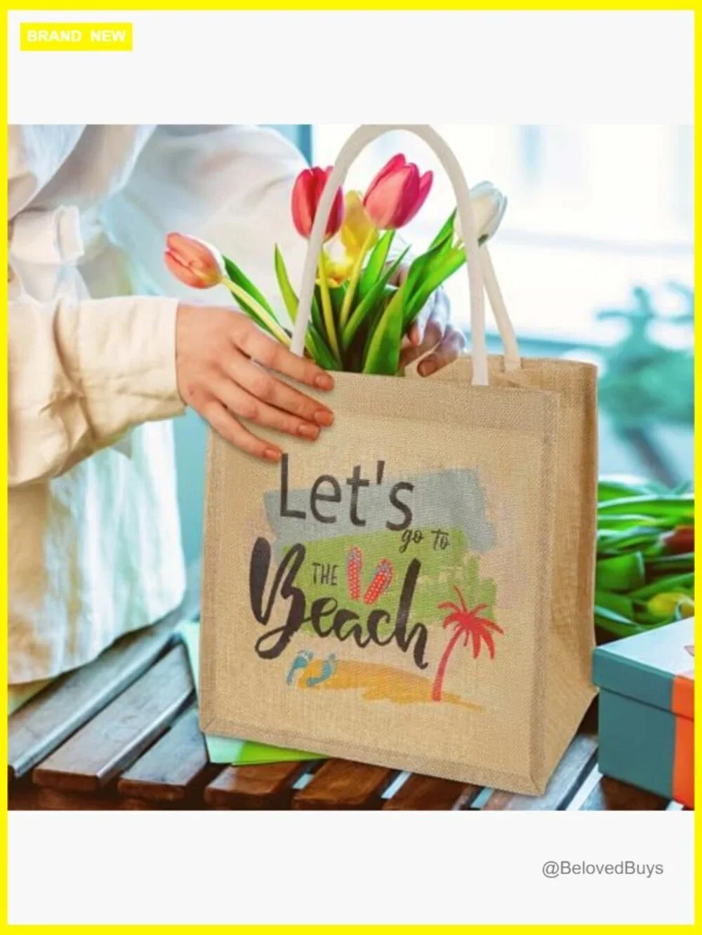 12-Pack Burlap Tote Bags with Handles Reusable Waterproof Jute Straw Grocery